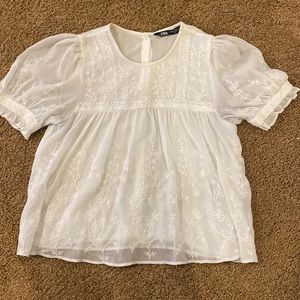 Vintage White Floral Top